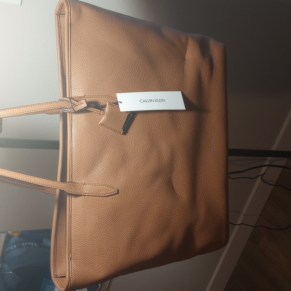 Calvin Klein Tote Leather Beige Handbag